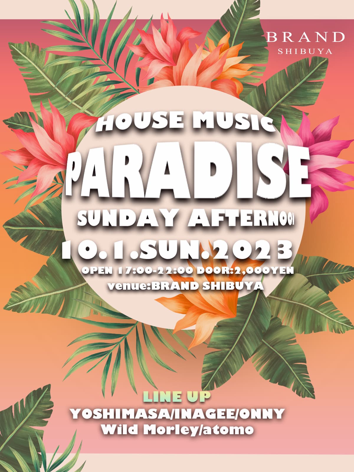 HOUSE MUSIC PARADISE SUNDAY AFTERNOON